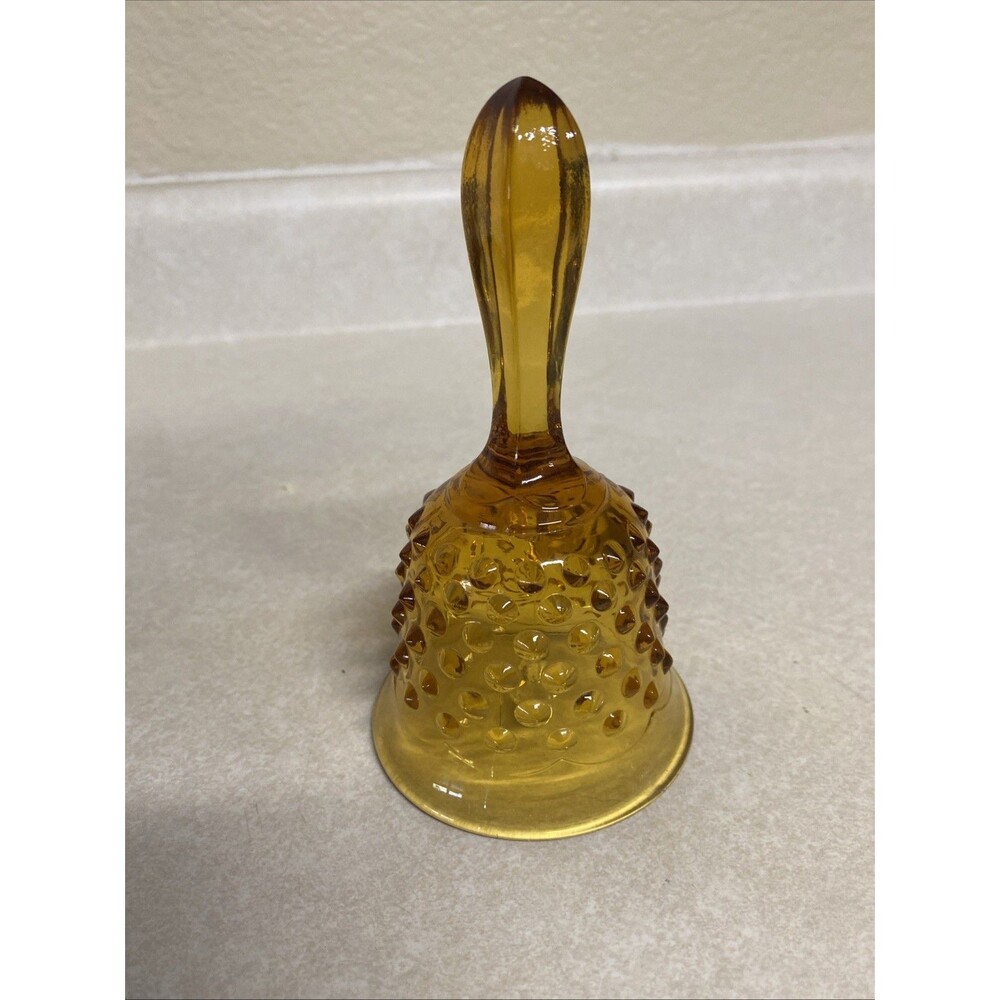 Vintage Fenton Art Glass Colonial Amber Hobnail Bell